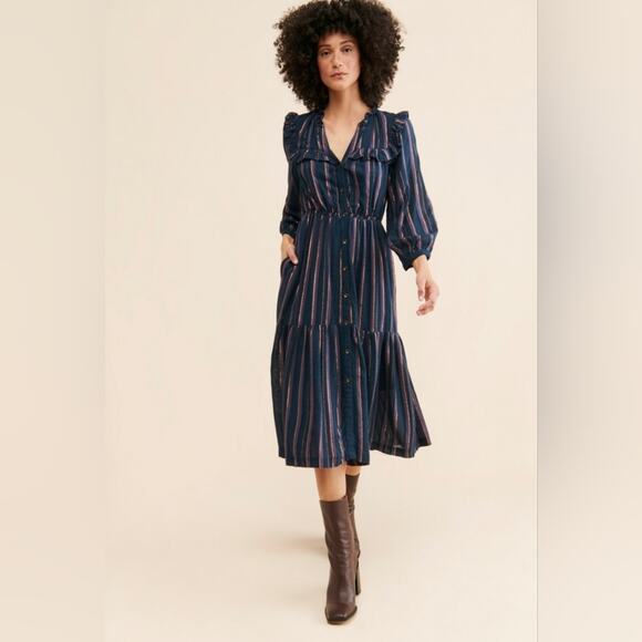 Anthropologie Dresses & Skirts - Anthropologie Wool Blend Midnight Ruffled Midi Dress